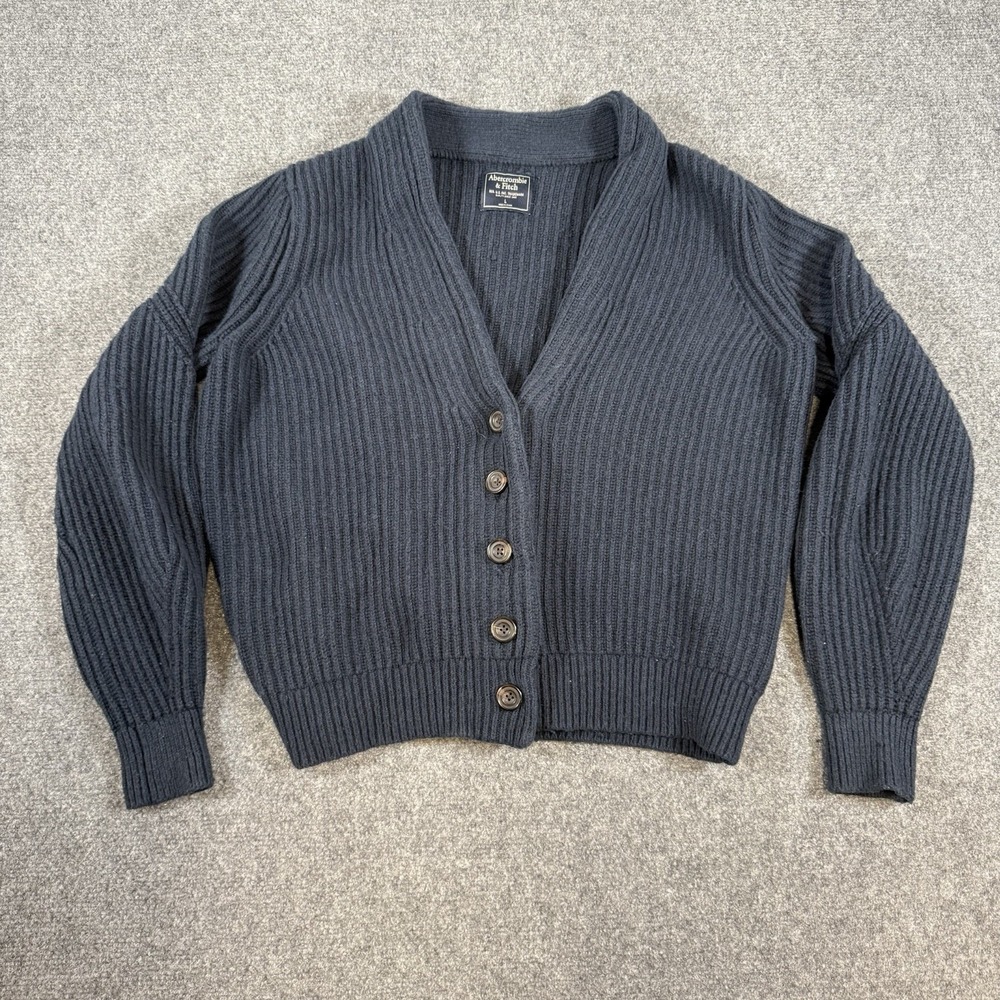 Abercrombie & Fitch Cardigan Sweater Womens Large Blue Knit Cashmere Blend